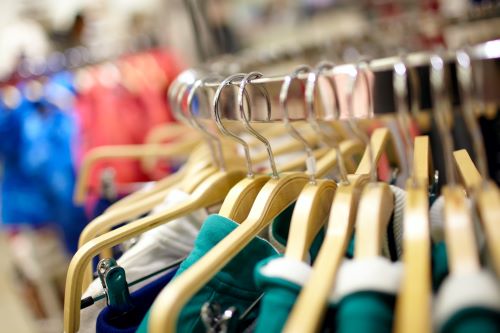 Clothing rack in a clothing store